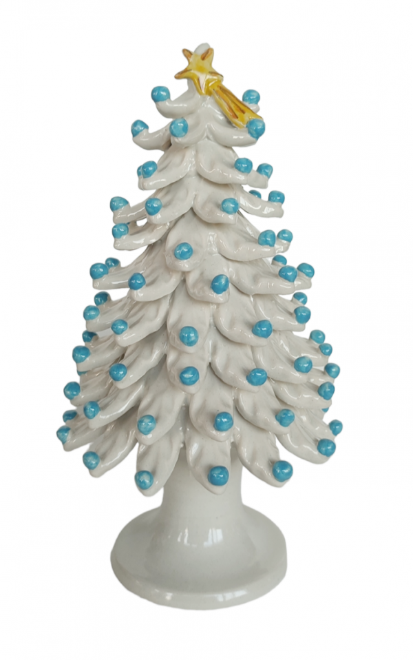 Albero di Natale in Ceramica Bianco e Azzurro