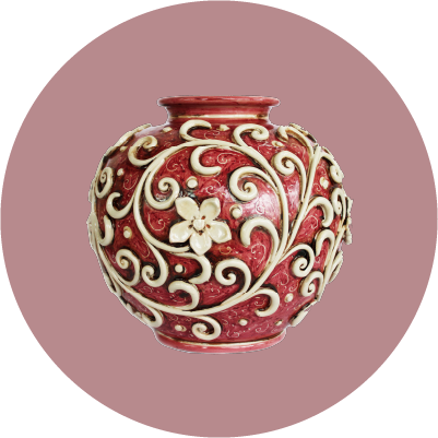 Piatto Ceramica Caltagirone Rosso Fiori da cm 38